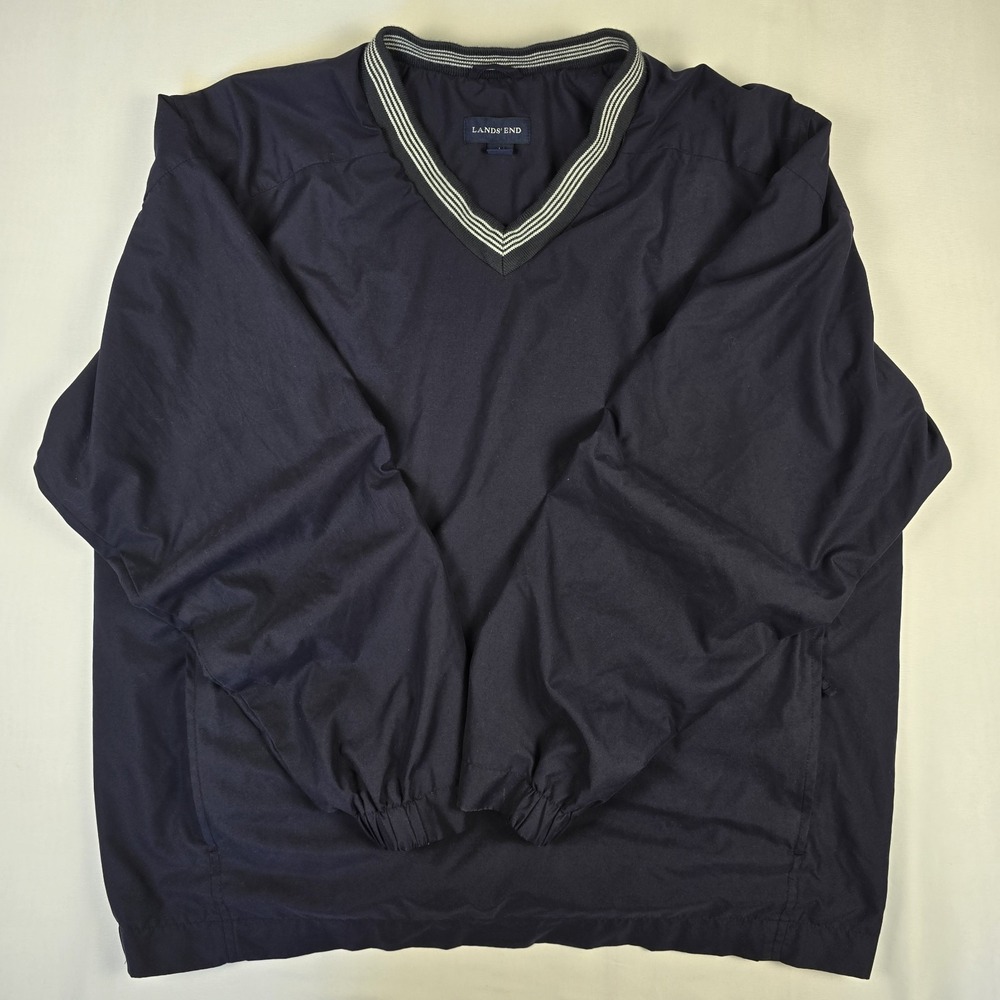 Lands End Work Wear‎ Pullover Windbreaker Jacket Mesh Lined Blue Mens L